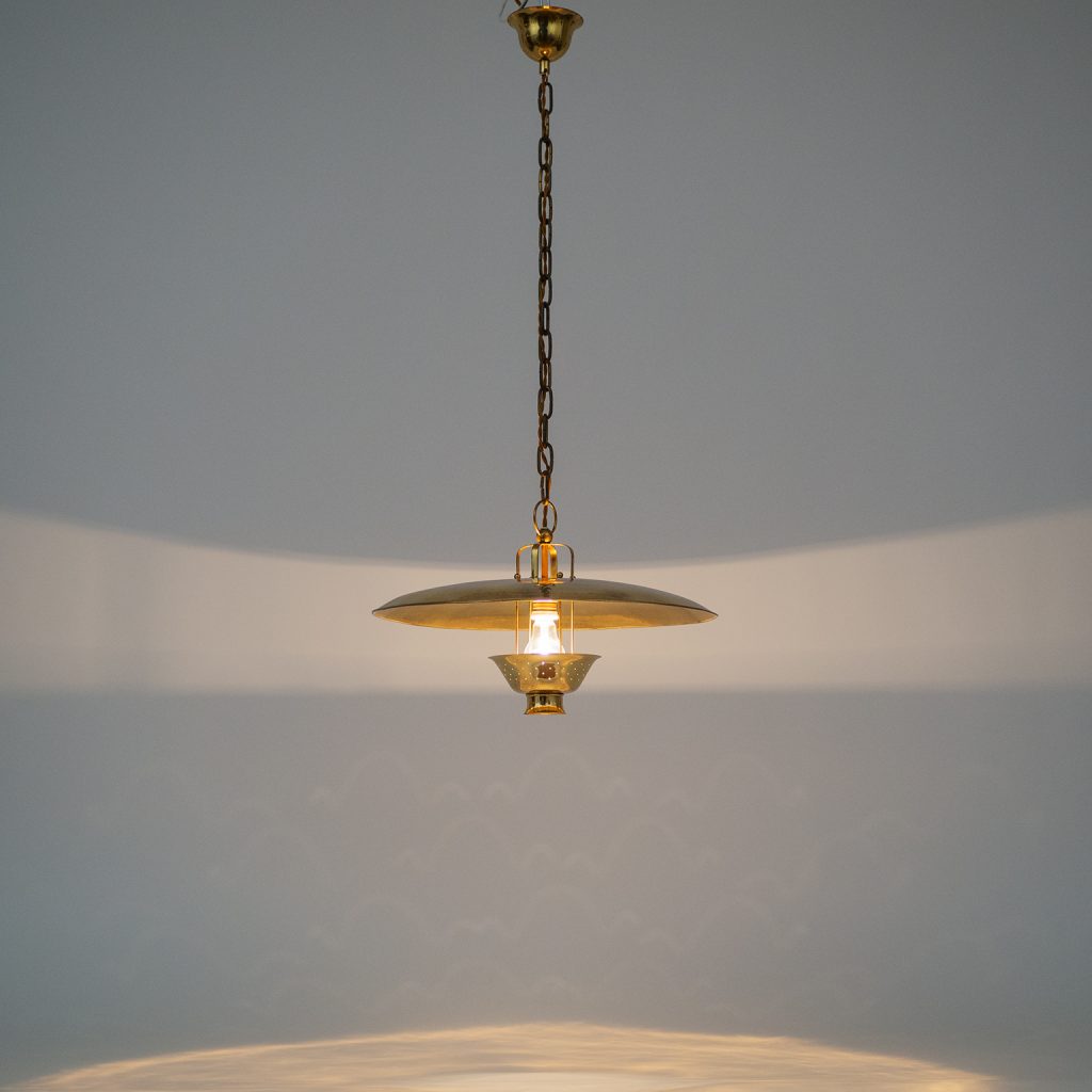 Rare Art Deco Brass Pendant by BAG Turgi, Switzerland, 1940s