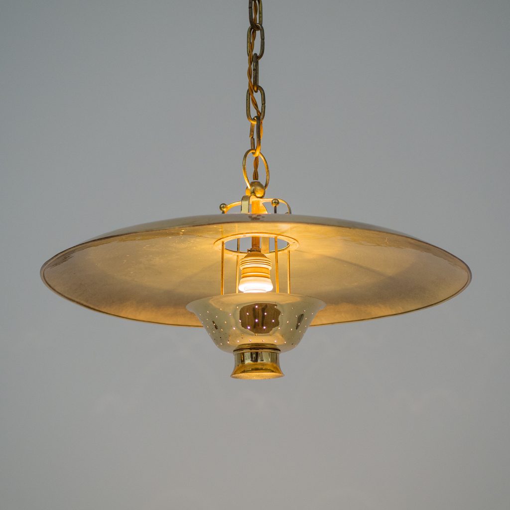 Rare Art Deco Brass Pendant by BAG Turgi, Switzerland, 1940s