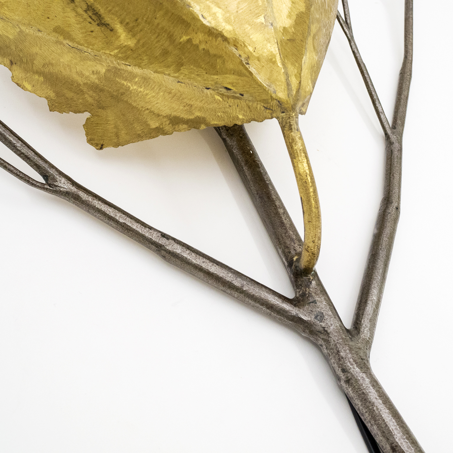 French Brutalist Brass And Steel Wall Lights, 1970s