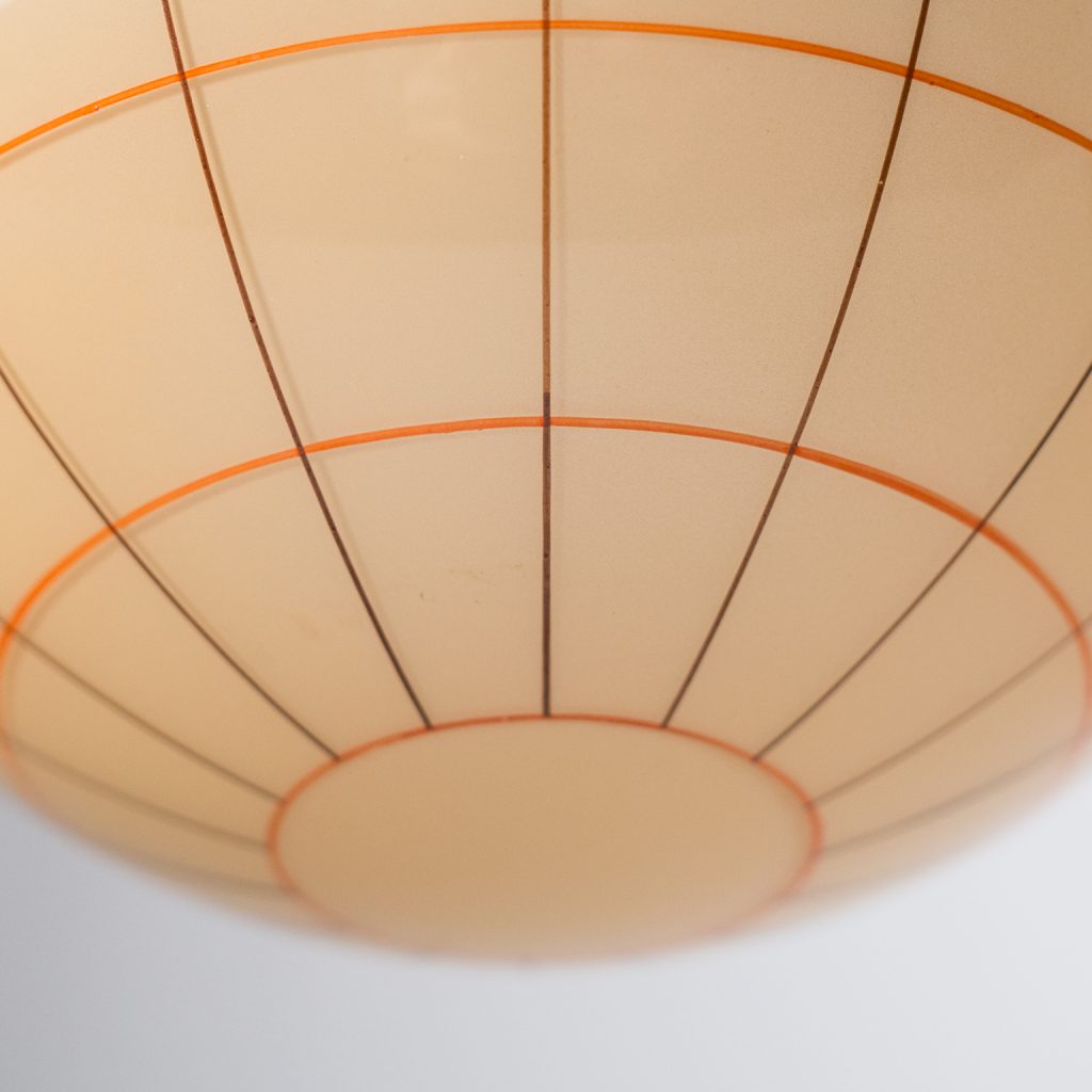 1930s Art Deco Pendant, Hand Painted Glass and Brass