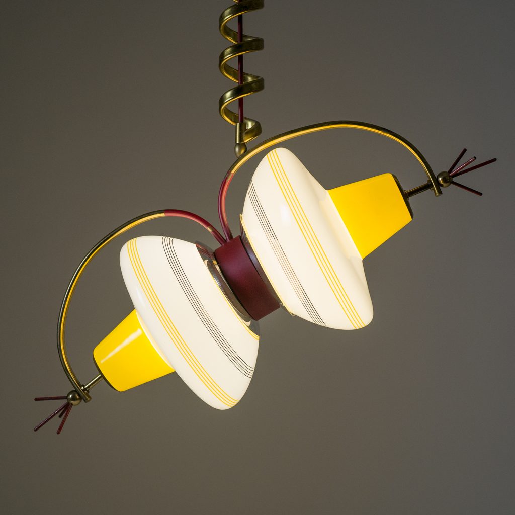 Unique Italian Brass and Glass Sputnik Chandelier, 1950s