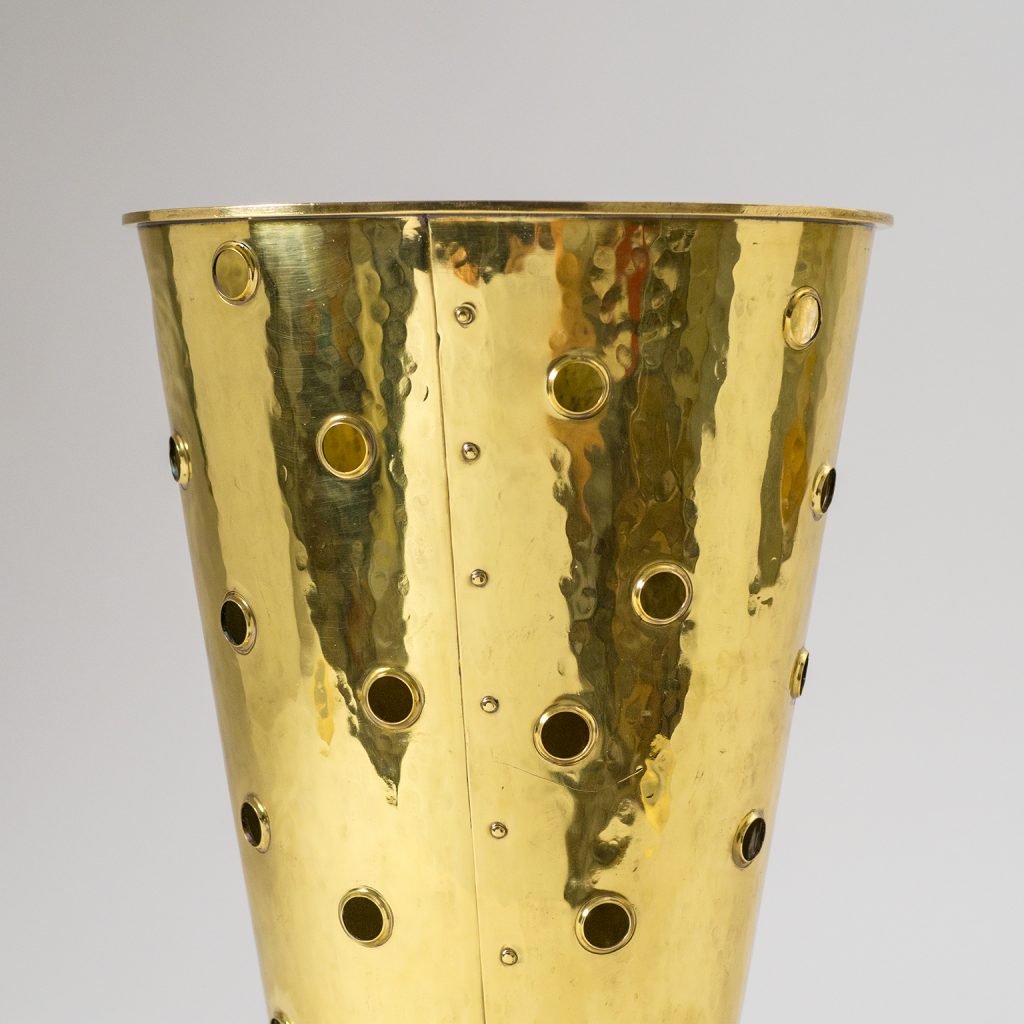 Rare Art Deco Hammered Brass Umbrella Stand, 1930sq