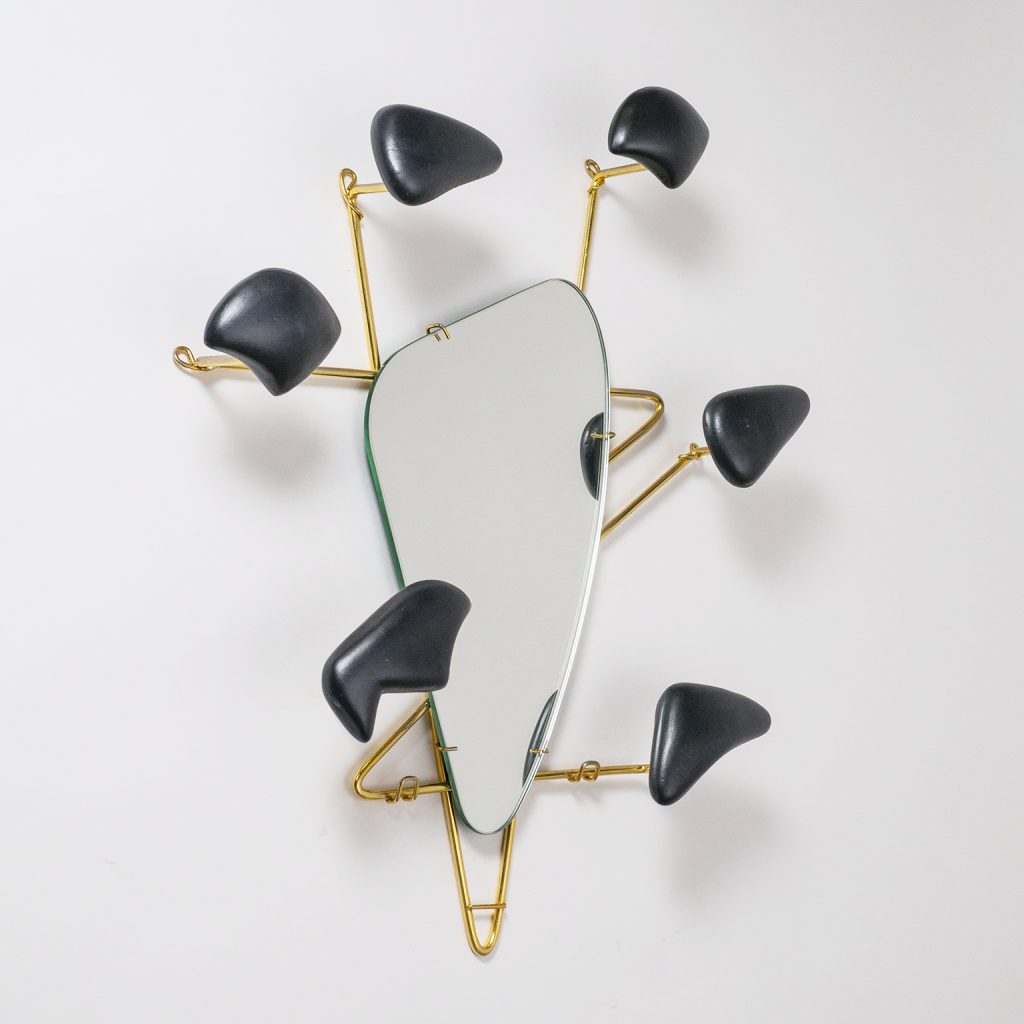 Georges Jouvé Wall-Mounted Coat Rack with Mirror, 1950s