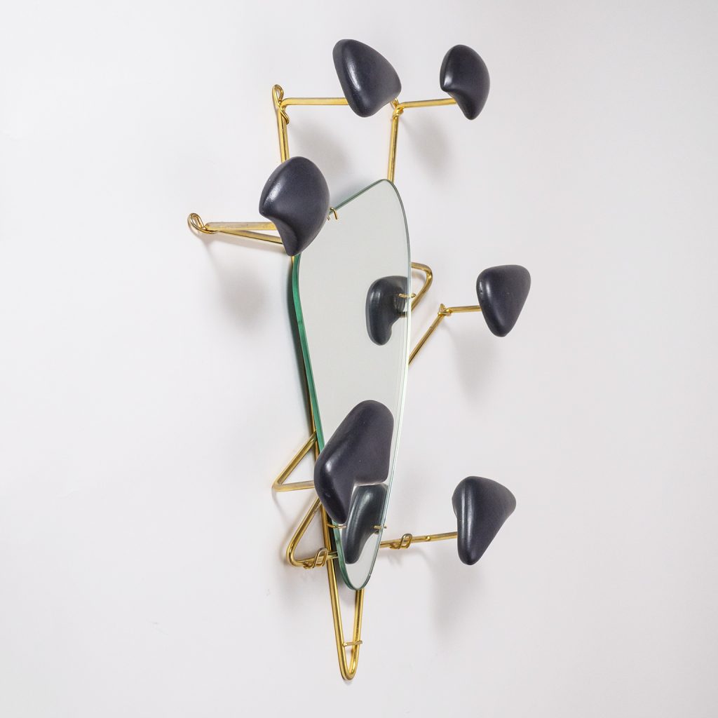 Georges Jouvé Wall-Mounted Coat Rack with Mirror, 1950s