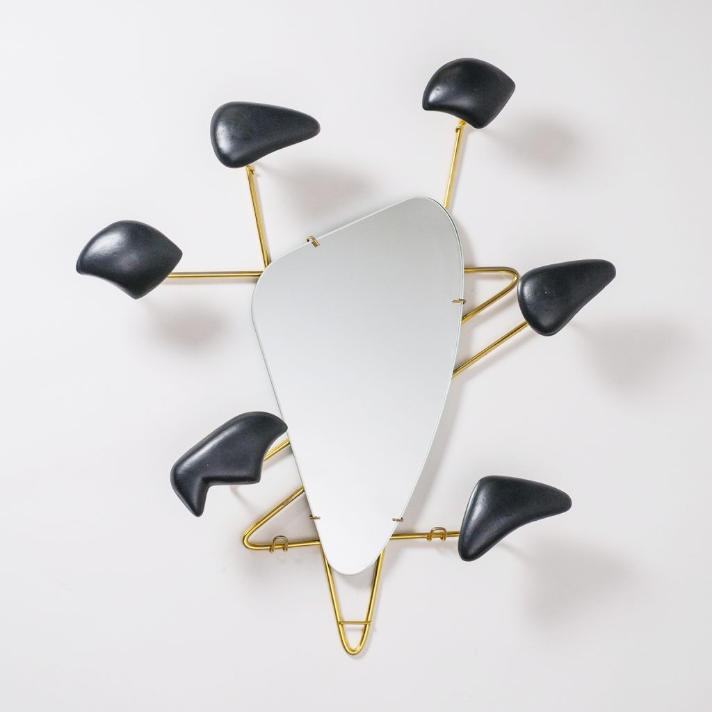 Georges Jouvé Wall-Mounted Coat Rack with Mirror, 1950s