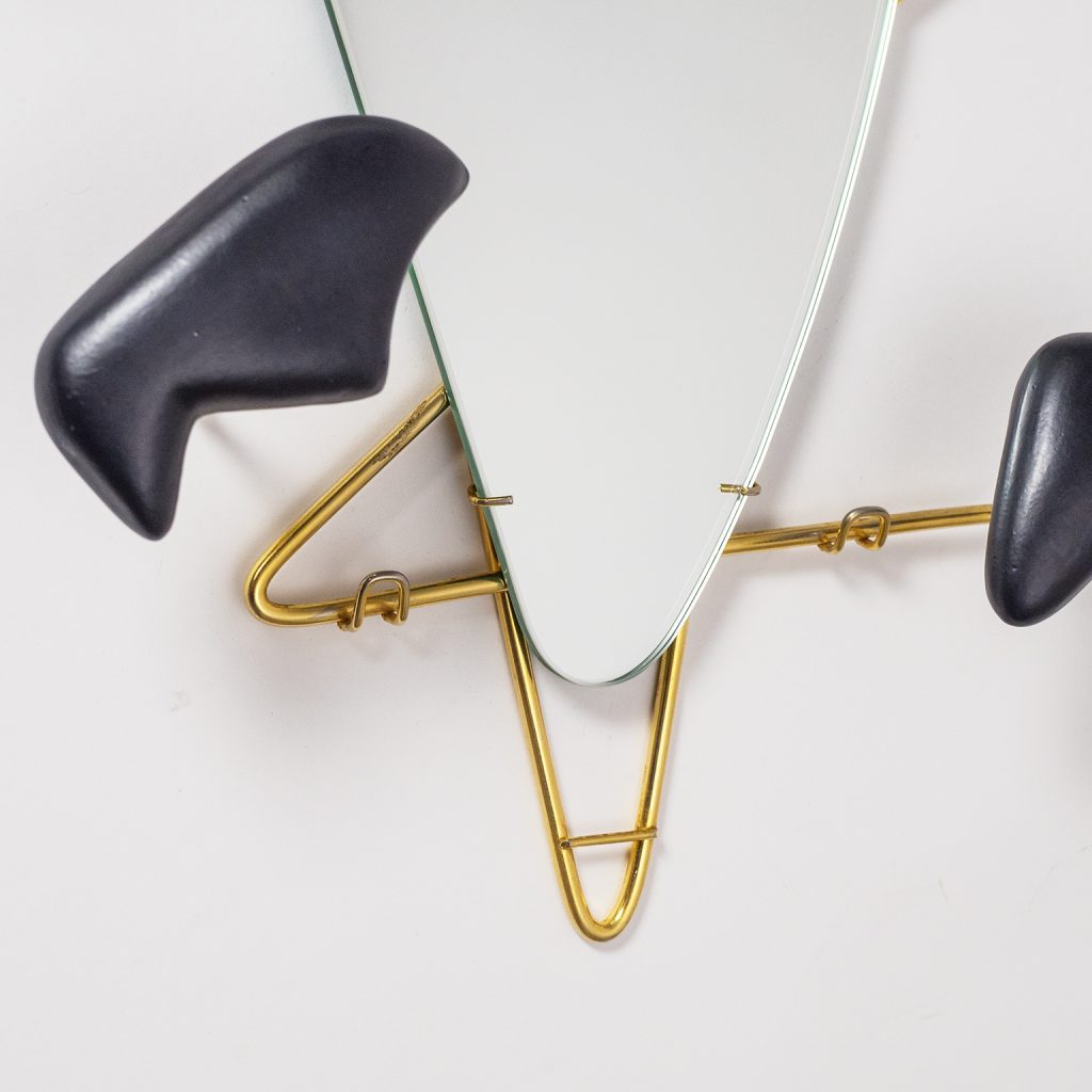Georges Jouvé Wall-Mounted Coat Rack with Mirror, 1950s
