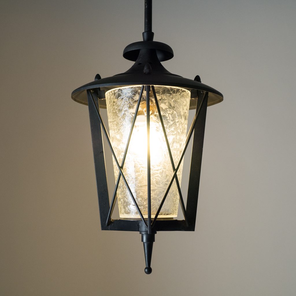 1950s French Lantern with Chiseled Glass