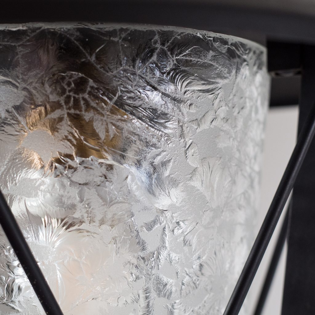 1950s French Lantern with Chiseled Glass