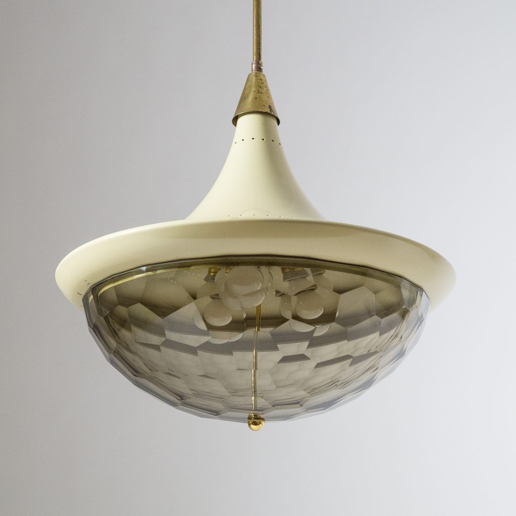 Italian Faceted Glass Chandelier, circa 1960