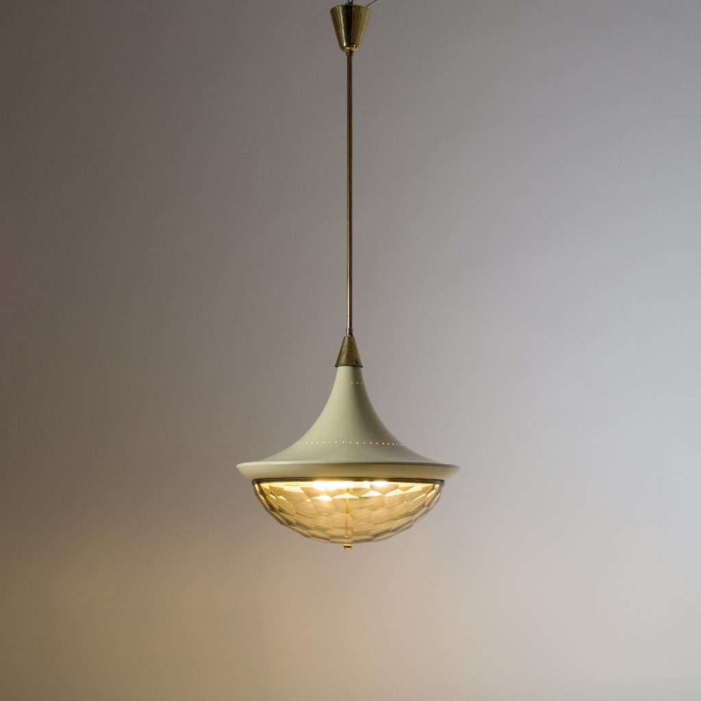 Italian Faceted Glass Chandelier, circa 1960