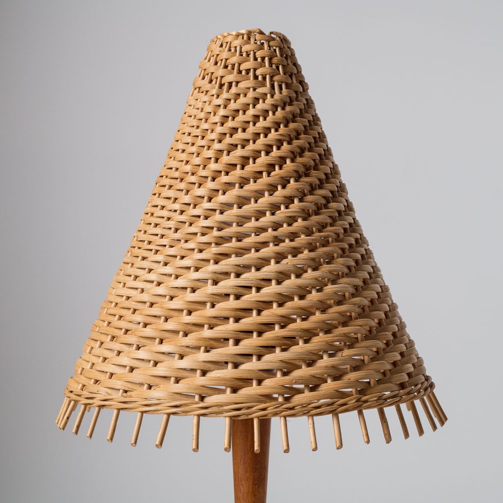 Scandinavian Table Lamps, 1960s, Teak and Rattan