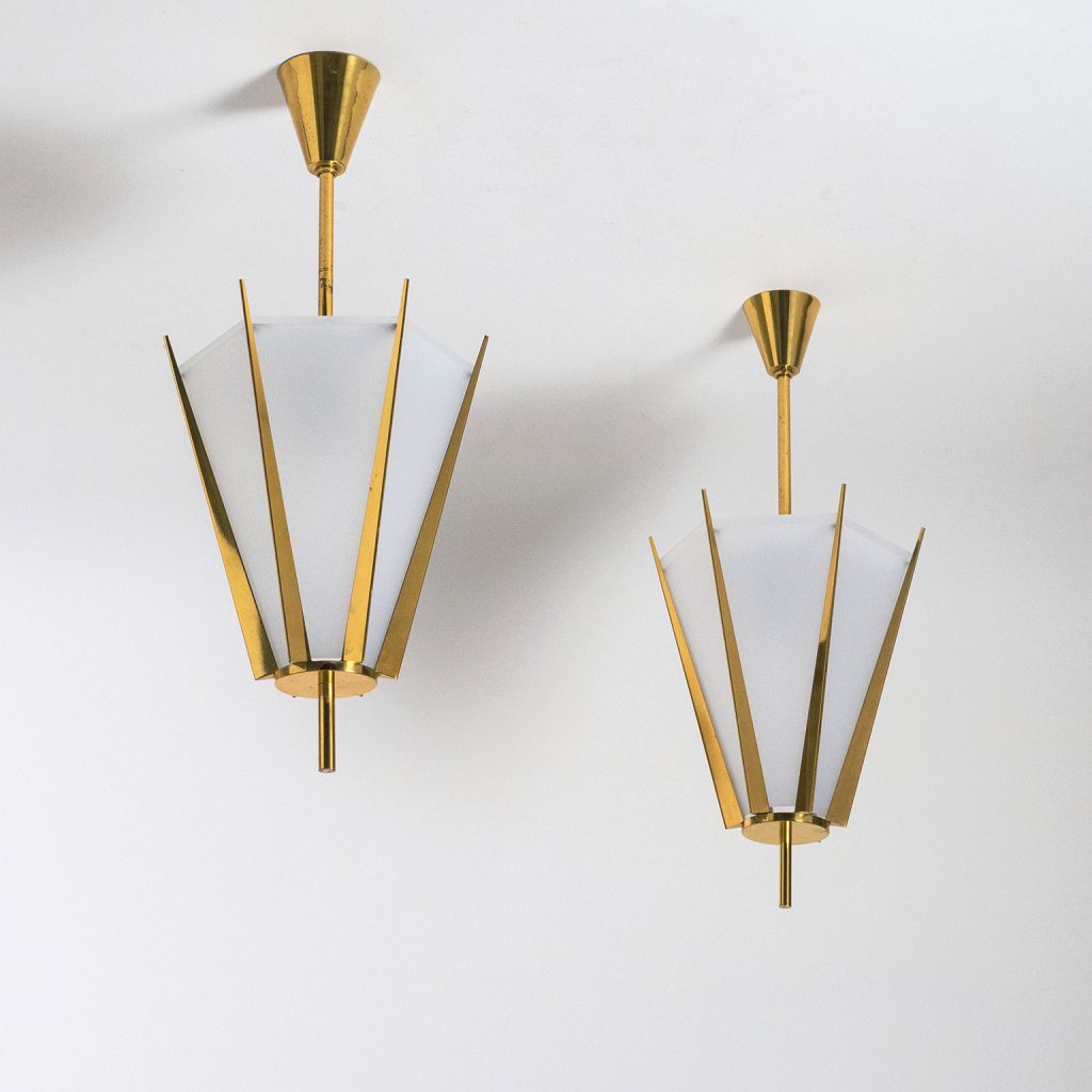 Rare Pair of French Modernist Lanterns by Arlus, circa 1960