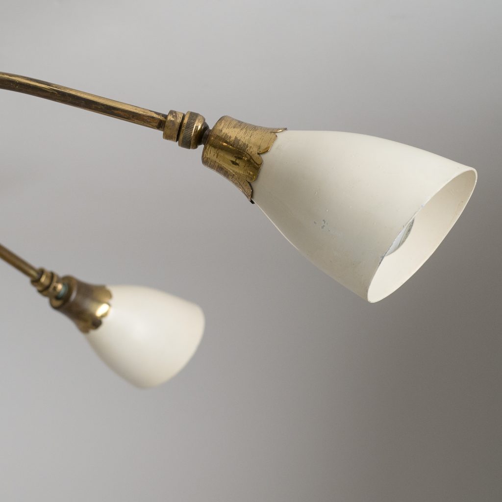 Italian Ceiling Light, circa 1950, Brass and Ivory Lacquer