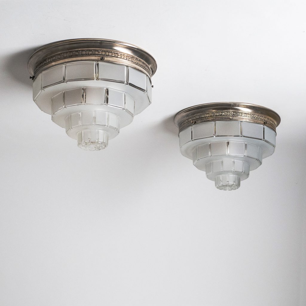 French Art Deco Flush Mounts, circa 1930