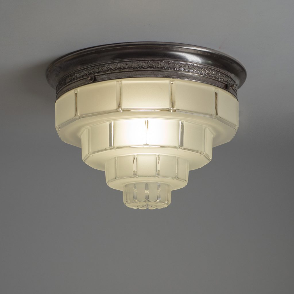 French Art Deco Flush Mounts, circa 1930