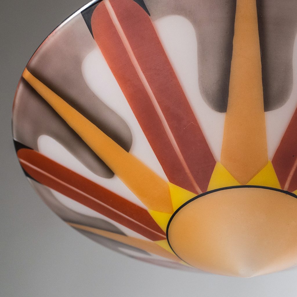 Rare Art Deco Suspension Light, 1920s, Enameled Glass