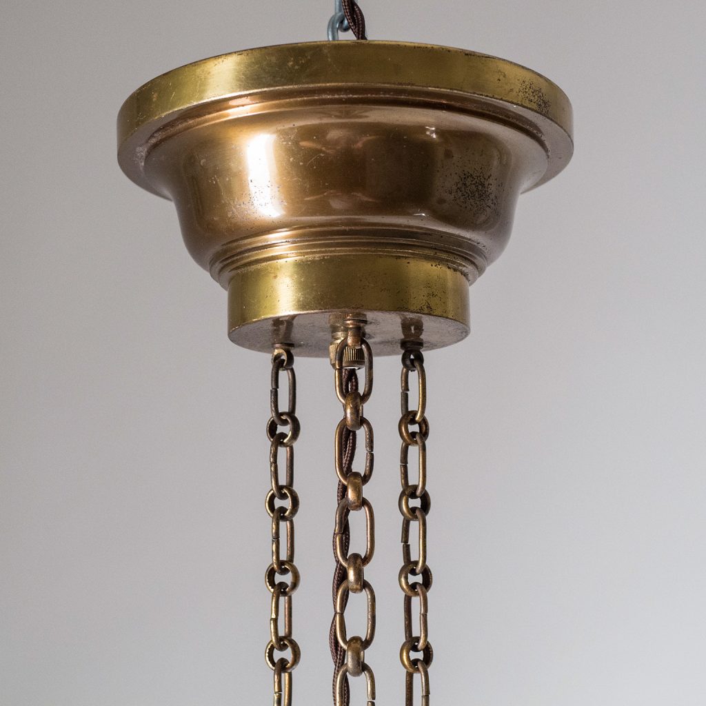 Rare Art Deco Suspension Light, 1920s, Enameled Glass