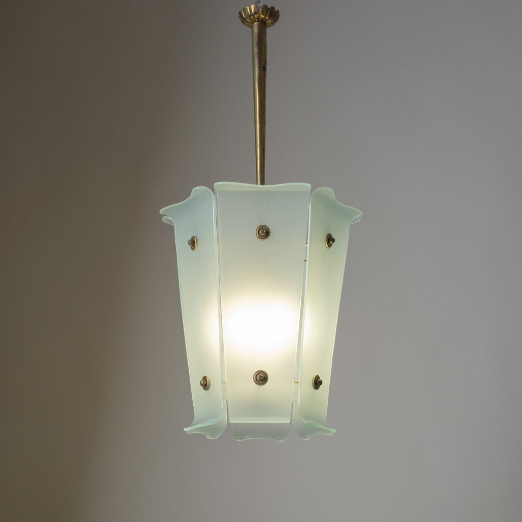 Curved Glass Lantern by Luigi Fontana, circa 1940