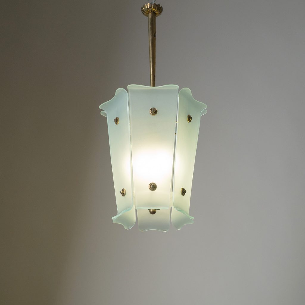 Curved Glass Lantern by Luigi Fontana, circa 1940
