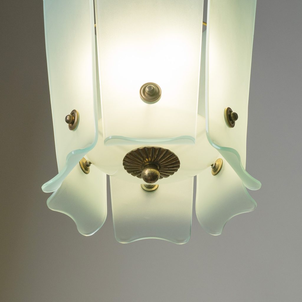 Curved Glass Lantern by Luigi Fontana, circa 1940