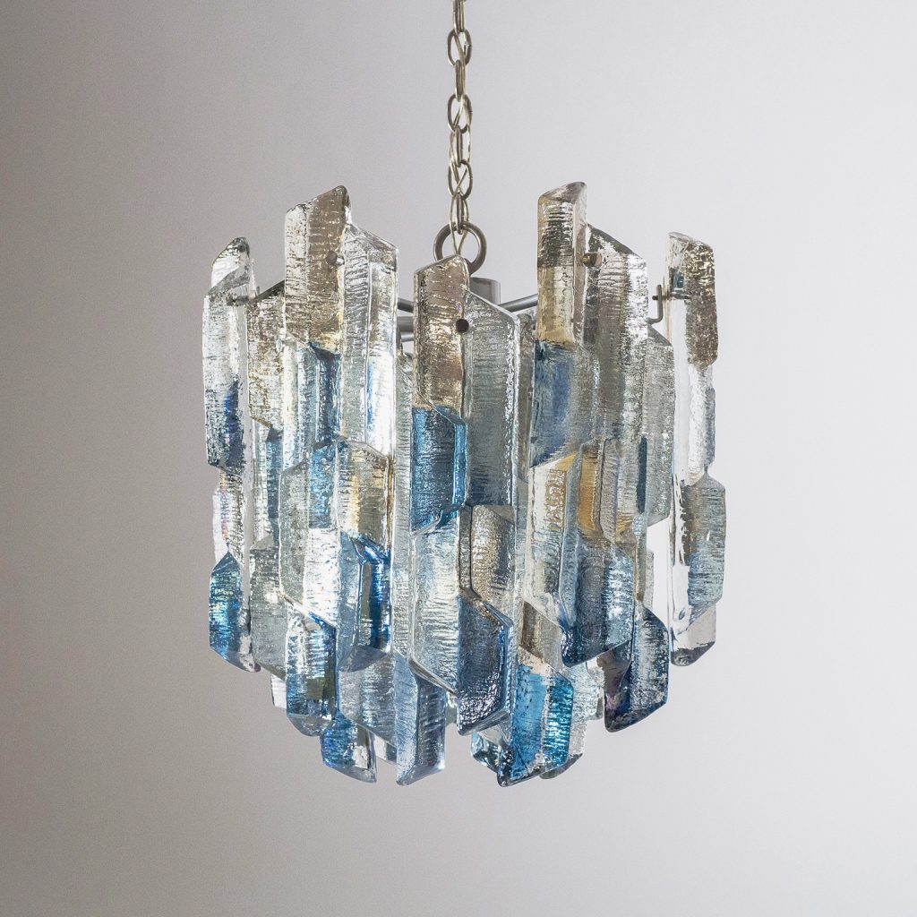 Rare J.T. Kalmar Colored Glass Chandelier, 1970s