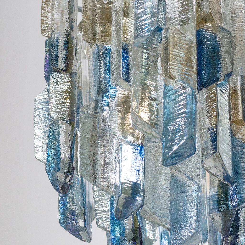 Rare J.T. Kalmar Colored Glass Chandelier, 1970s