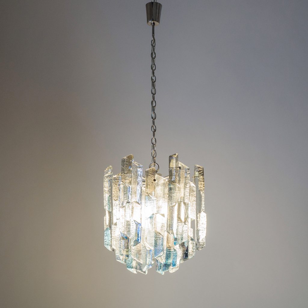 Rare J.T. Kalmar Colored Glass Chandelier, 1970s