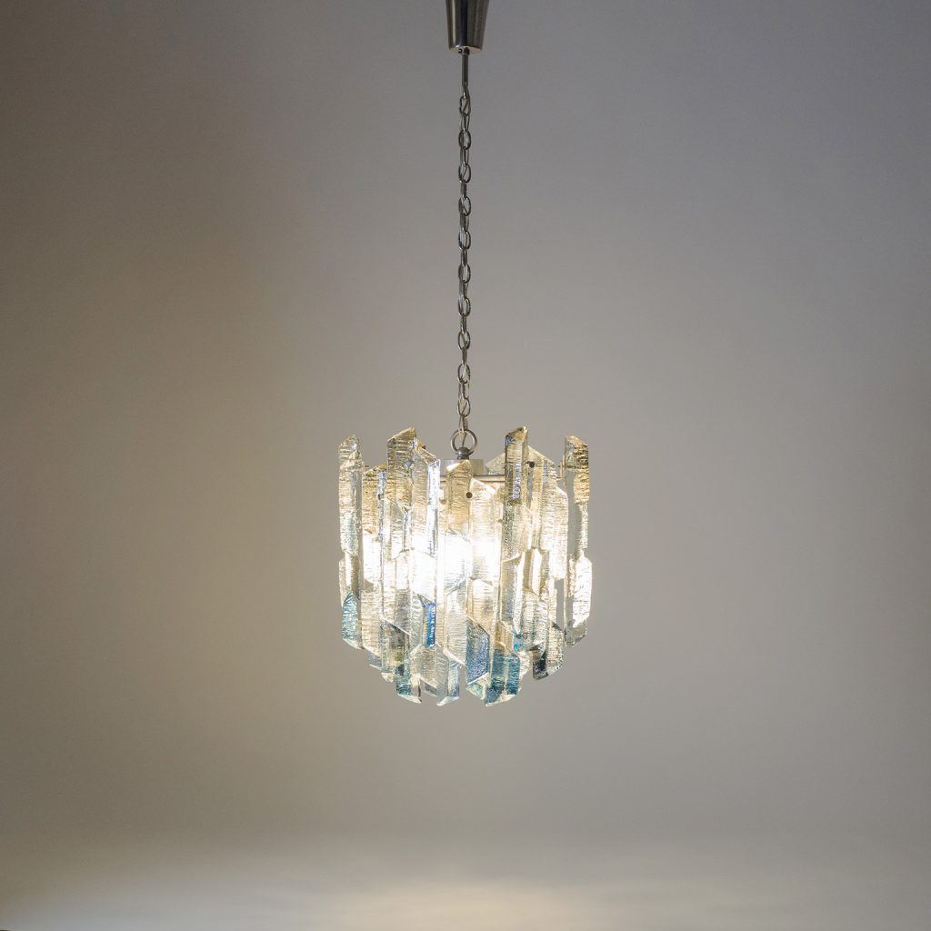 Rare J.T. Kalmar Colored Glass Chandelier, 1970s