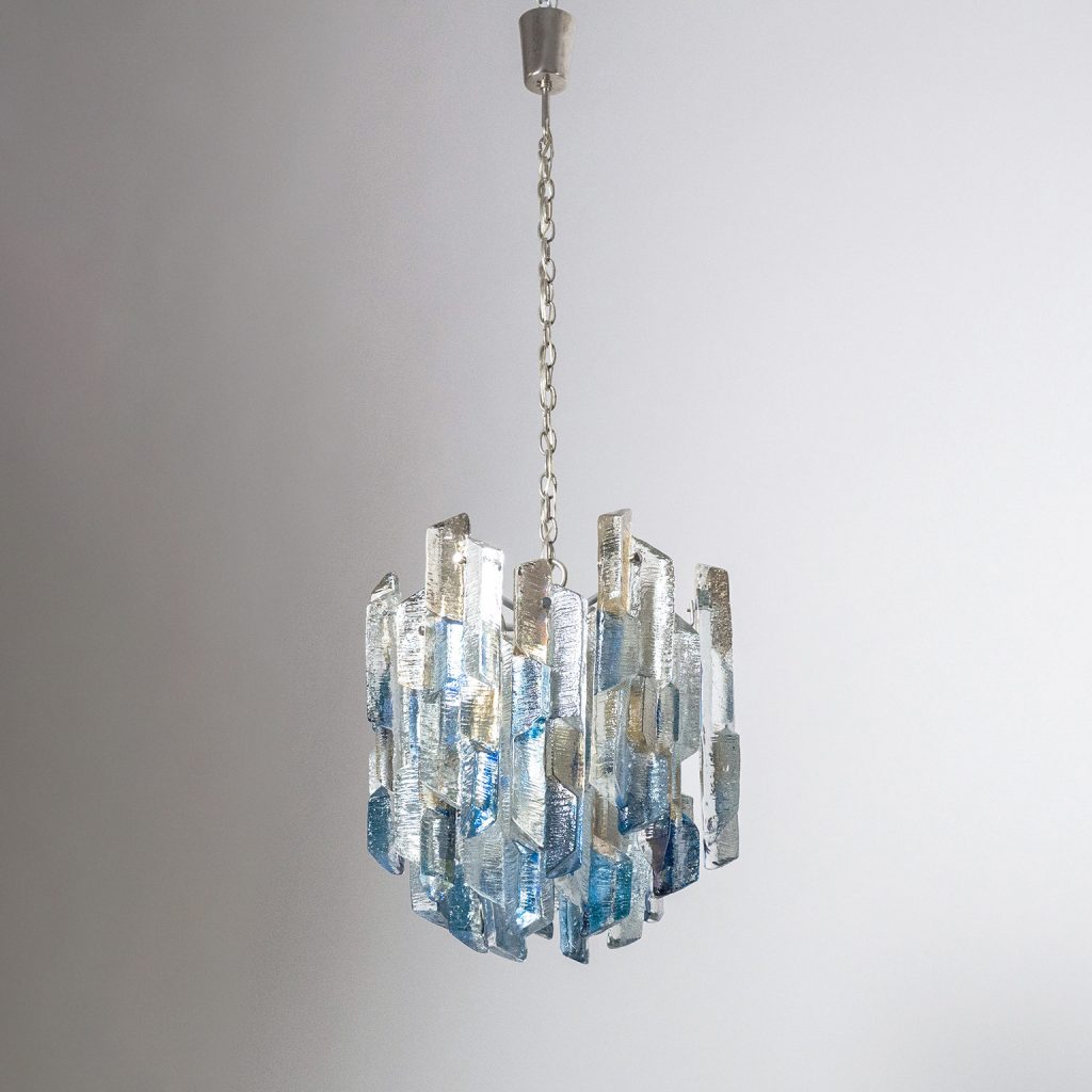 Rare J.T. Kalmar Colored Glass Chandelier, 1970s
