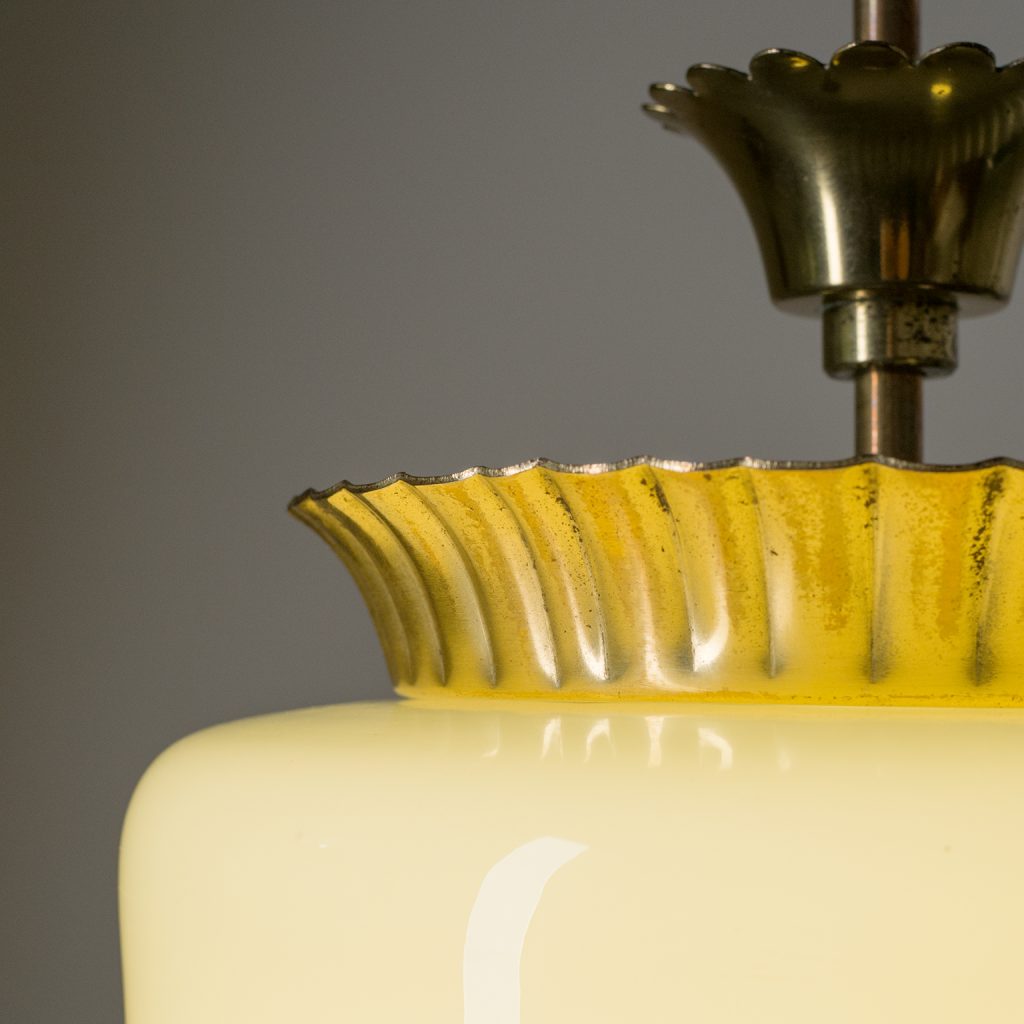 Brass Lantern with Ivory Glass, circa 1940