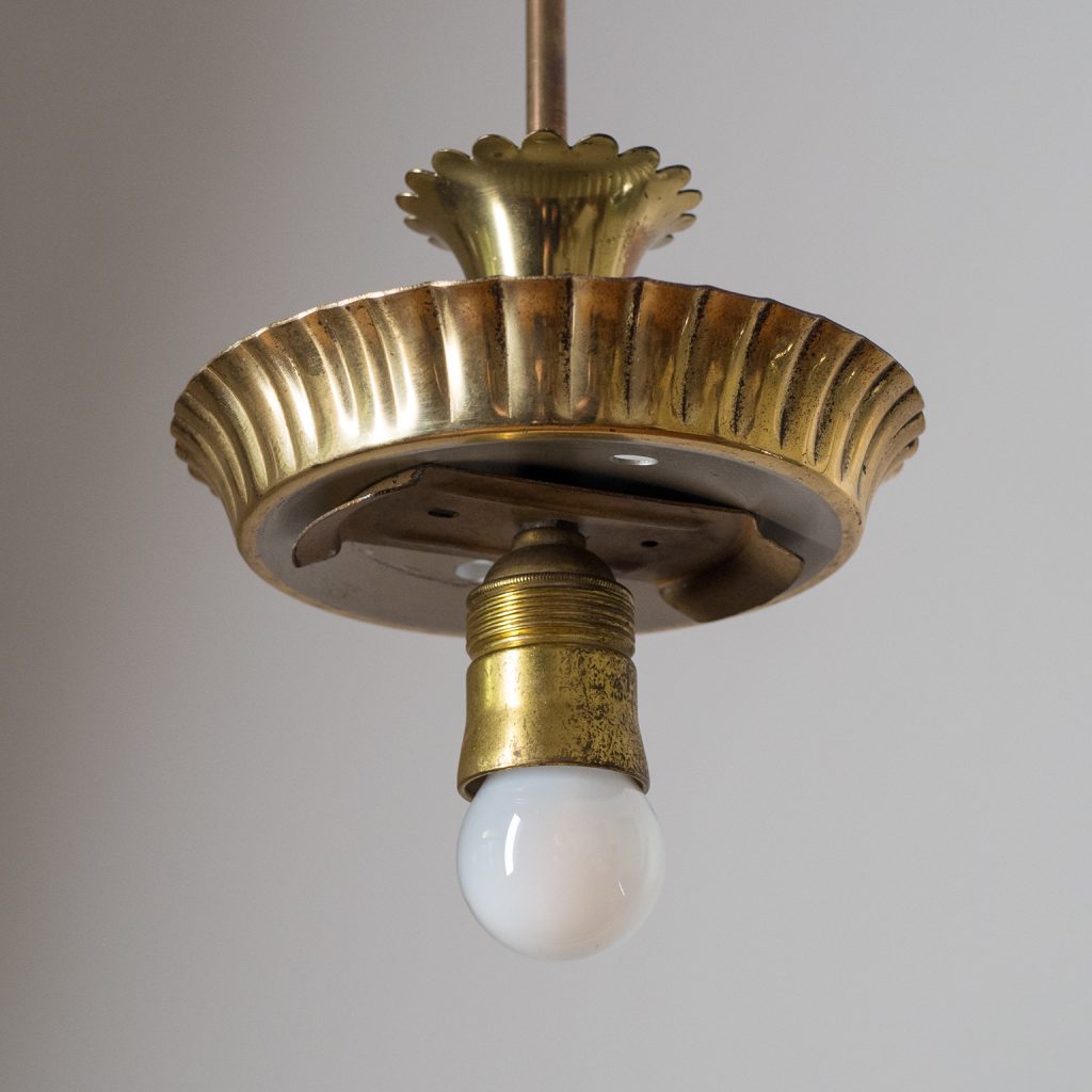Brass Lantern with Ivory Glass, circa 1940
