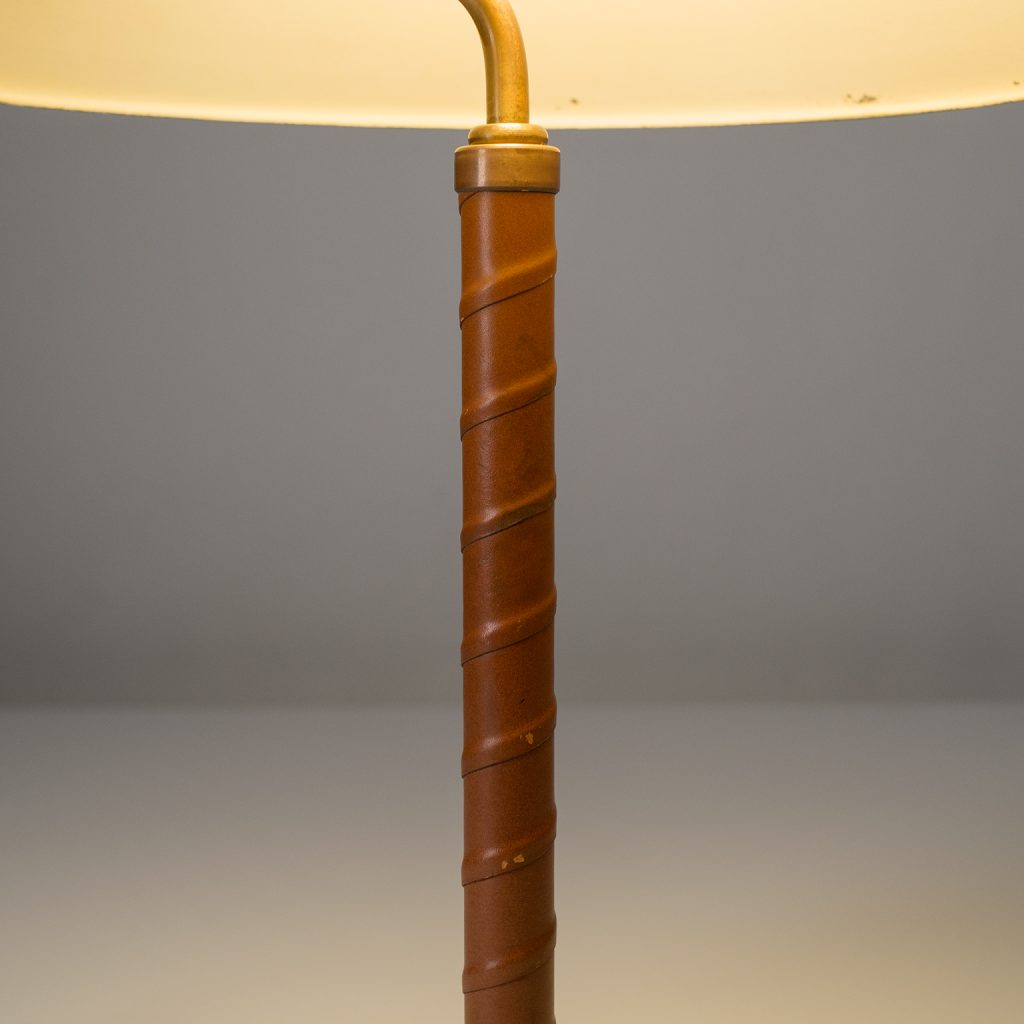 Pair of Swedish Table Lamps, 1940s, Brass and Leather